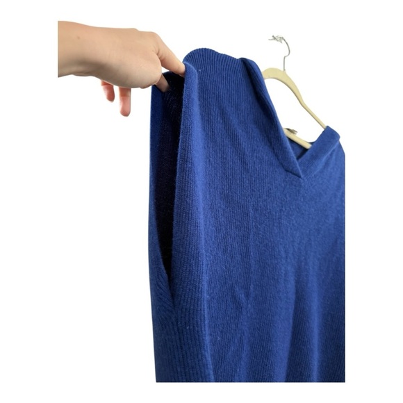 Tyler Boe 100% Cashmere Sleeveless Hooded Oversized Top Size XL Blue - Picture 3 of 7